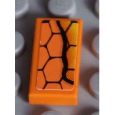 orange tile 1 x 2 with snakeskin pattern model left side sticker - set 8158