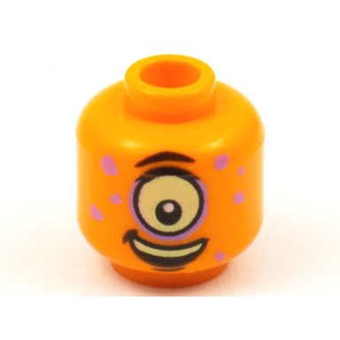 orange minifigure head alien medium lavender spots large yellowish green eye cyclops pattern