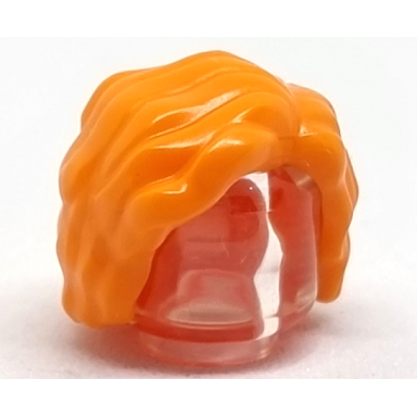 orange minifigure hair short and bushy parted on left
