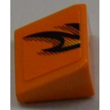 orange slope 30 1 x 1 x 2 3 with flames pattern model right side sticker - set 8186