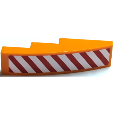 orange slope curved 4 x 1 with red and white danger stripes pattern right side sticker - set 7642
