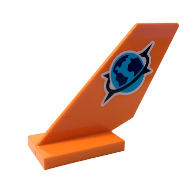 orange tail shuttle with medium azure and dark blue globe with black spiked ring jungle explorer logo pattern