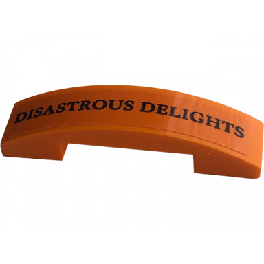 orange slope curved 4 x 1 x 2 3 double with black disastrous delights pattern sticker - set 76422
