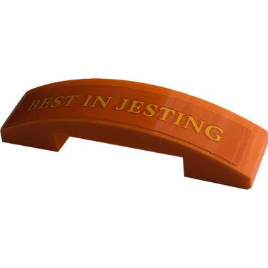 orange slope curved 4 x 1 x 2 3 double with yellow best in jesting pattern sticker - set 76422