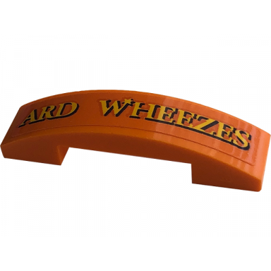 orange slope curved 4 x 1 x 2 3 double with black and yellow ard wheezes pattern sticker - set 76422