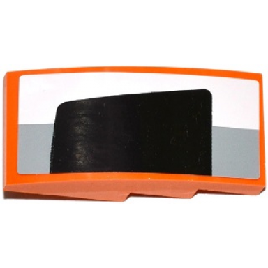 orange slope curved 4 x 2 with white and light bluish gray stripes and half black rear window pattern model left side sticker - set 75912