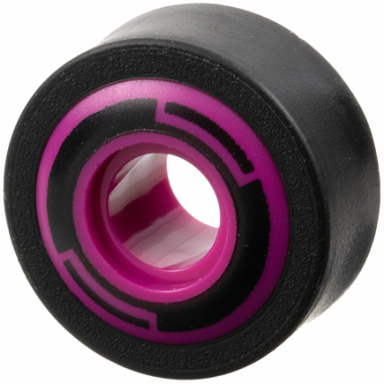 magenta wheel 11mm d x 8mm with center groove 8 spokes and smooth side with black circle and arcs pattern with black tire 14mm d x 6mm solid smooth 6683pb01 50945