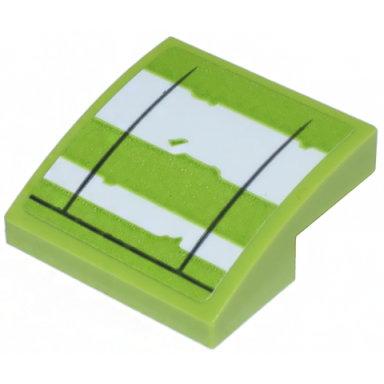 lime slope curved 2 x 2 x 2 3 with 2 white thick stripes and black lines on lime background pattern sticker - set 75314