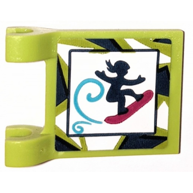 lime flag 2 x 2 square with girl on magenta snowboard pattern sticker - set 41321