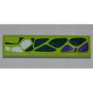 lime tile 1 x 4 with dark green dark purple and white scales pattern model right side sticker - set 9445