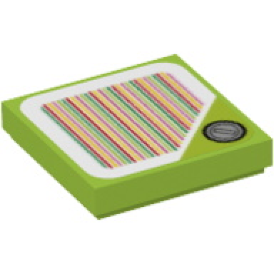 lime tile 2 x 2 with super mario scanner code red coin block triangle corner pattern sticker - set 71382