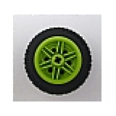 lime wheel 30.4mm d x 20mm with no pin holes and reinforced rim with black tire 43.2 x 22 zr 56145 44309