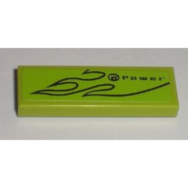 lime tile 1 x 3 with power flames pattern model right sticker - set 8192
