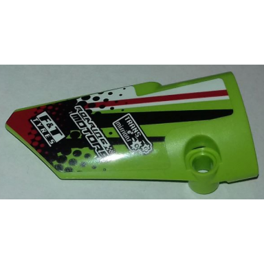 lime technic panel fairing 3 small smooth long side a with sponsorship logos and black red and white styling pattern sticker - set 42065