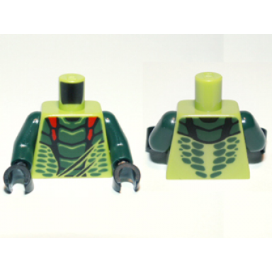 lime torso ninjago snake with dark green and red scales pattern lizaru dark green arms black hands