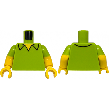 torso shirt with open collar yellow neck pattern yellow arms with molded lime short sleeves pattern yellow hands