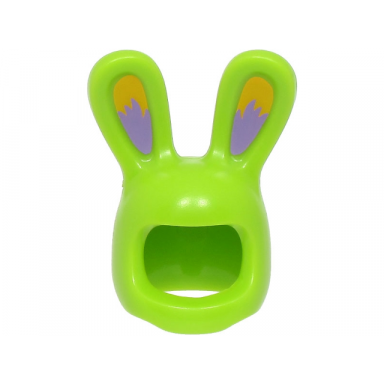 lime minifigure headgear head cover costume bunny ears with bright light orange and medium lavender auricles pattern bam