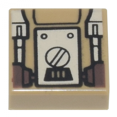 dark tan tile 1 x 1 with white and dark brown sw mark iv architect droid back panel pattern professor huyang