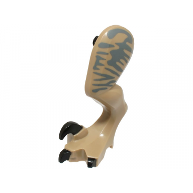 dark tan dinosaur leg large rear raptor left with black pin with black claws and dark bluish gray markings pattern