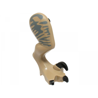 dark tan dinosaur leg large rear raptor right with black pin with black claws and dark bluish gray markings pattern