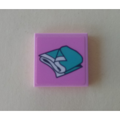 bright pink tile 2 x 2 with medium azure folded blanket pattern sticker - set 41314