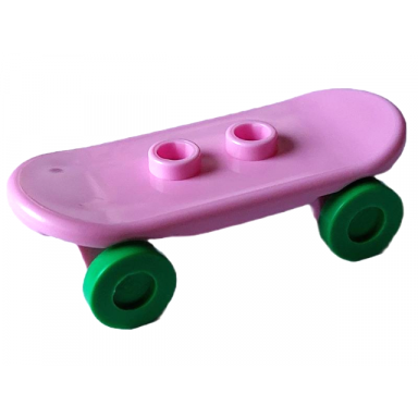 bright pink minifigure utensil skateboard deck with bright green wheels 42511 2496