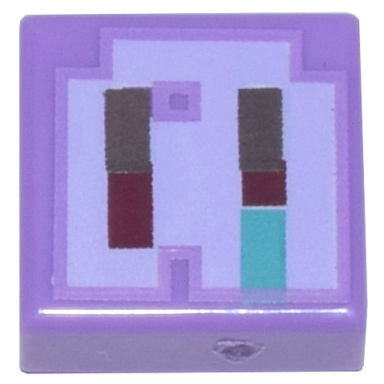 medium lavender tile 1 x 1 with pixelated dark brown dark red and dark turquoise rectangles on lavender background pattern minecraft devourer nose