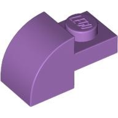 medium lavender slope curved 2 x 1 with recessed stud