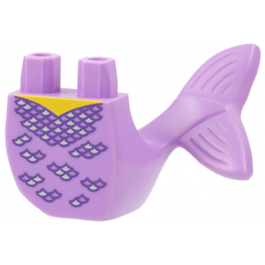 medium lavender tail mermaid merman curved left with dark purple outlined scales pattern