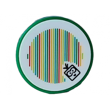 green tile round 2 x 2 with bottom stud holder with super mario scanner code lakitu pattern sticker - set 71441