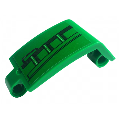green technic panel curved 3 x 5 x 3 with black ladder pattern sticker - set 42136