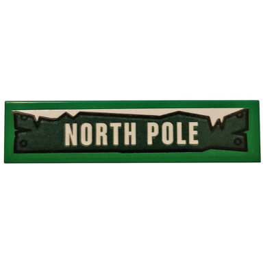 green tile 1 x 4 with white north pole and ice on dark green road sign pattern sticker - set 40353