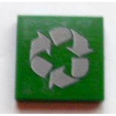 green tile 2 x 2 with gray recycling arrows pattern sticker - set 8404