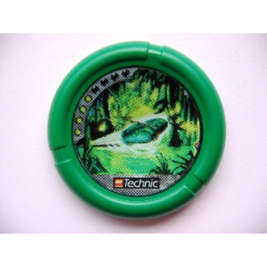 green throwing disk with throwbot amazon slizer jungle pips lego technic logo and flying box in swamp pattern