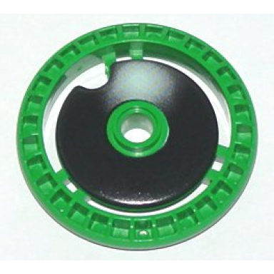 green technic disk 5 x 5 - notched without pin with pit droid nose pattern