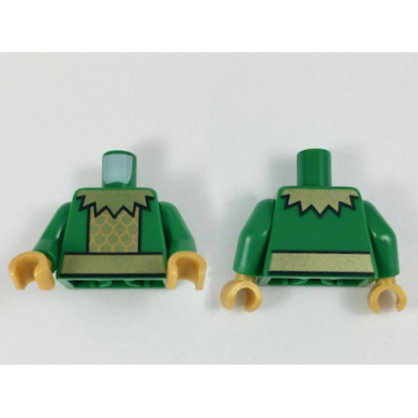 green torso gold scalloped collar plate armor and belt pattern green arms pearl gold hands