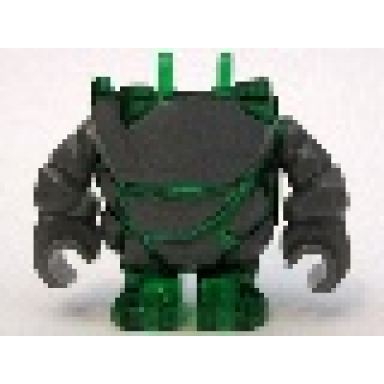 trans-green body rock monster - torso legs with dark bluish gray arms assembly