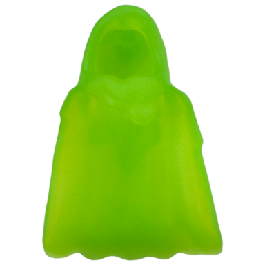trans-bright green minifigure cape flexible rubber billowing with hood