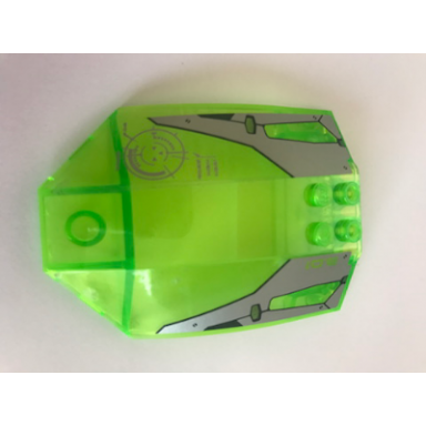 trans-bright green windscreen 8 x 6 x 2 curved with silver frames hud and 3.01 pattern stickers - set 44014