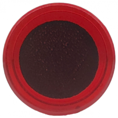 trans-red tile round 1 x 1 with large black circle centered pattern