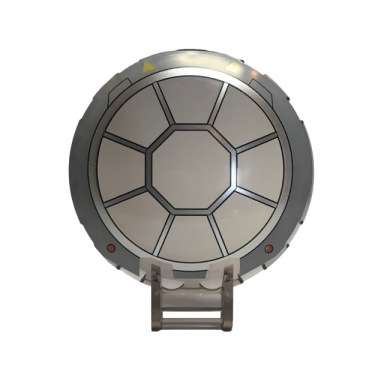 trans-brown dish 6 x 6 inverted with bar handle with sw 8 spoke radial cockpit with yellow triangles and red dots pattern