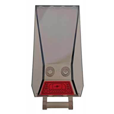 trans-brown windscreen 8 x 4 x 2 with 2 studs and bar handle with black head-up display hud on red background pattern sticker - set 76098