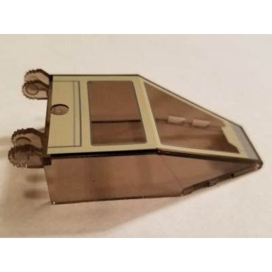trans-brown windscreen 7 x 4 x 1 2 3 with locking dual 2 fingers 9 teeth with light bluish gray and tan sw sandspeeder pattern