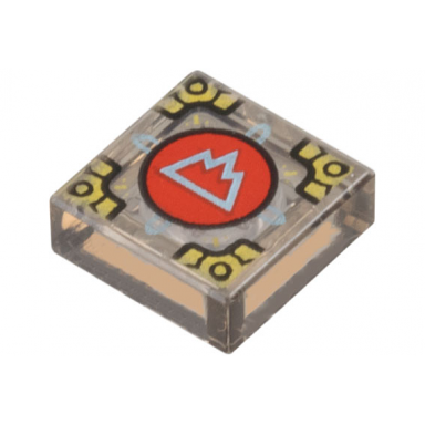 trans-brown tile 1 x 1 with metallic light blue mountain on red circle symbol of arborea and gold corners pattern dungeons dragons cubic gate