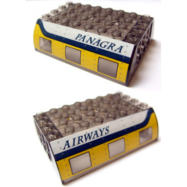 trans-brown slope curved 6 x 8 x 2 double with plane windows and panagra airways aft pattern stickers - set 7628