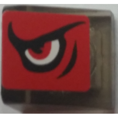 trans-brown slope 30 1 x 1 x 2 3 with angry red eye pattern model left side sticker - set 8182