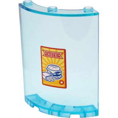 trans-light blue cylinder quarter 4 x 4 x 6 with taste! white hamburger and french fries sign pattern sticker - set 60271