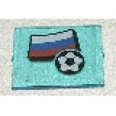trans-light blue glass for window 1 x 4 x 3 with flag of russia and soccer ball pattern sticker - set 3404