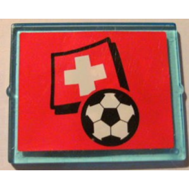 trans-light blue glass for window 1 x 4 x 3 with flag of switzerland and soccer ball on red background pattern sticker - set 3407