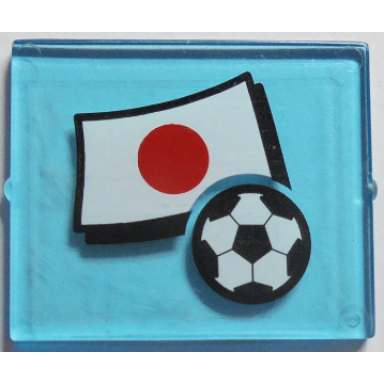 trans-light blue glass for window 1 x 4 x 3 with flag of japan and soccer ball pattern sticker - set 3406